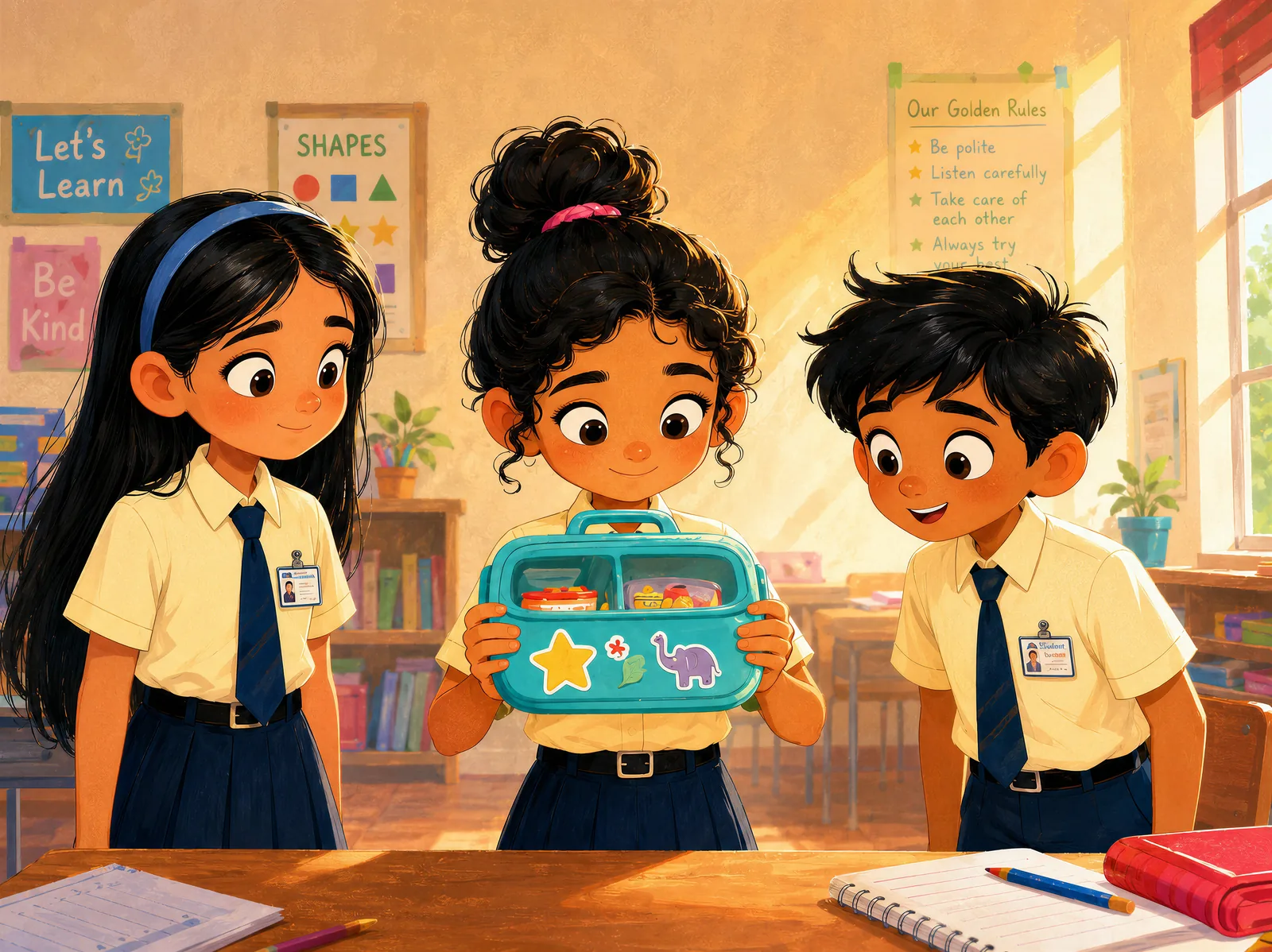 The key moment of discovery, opening a lunchbox of clues.