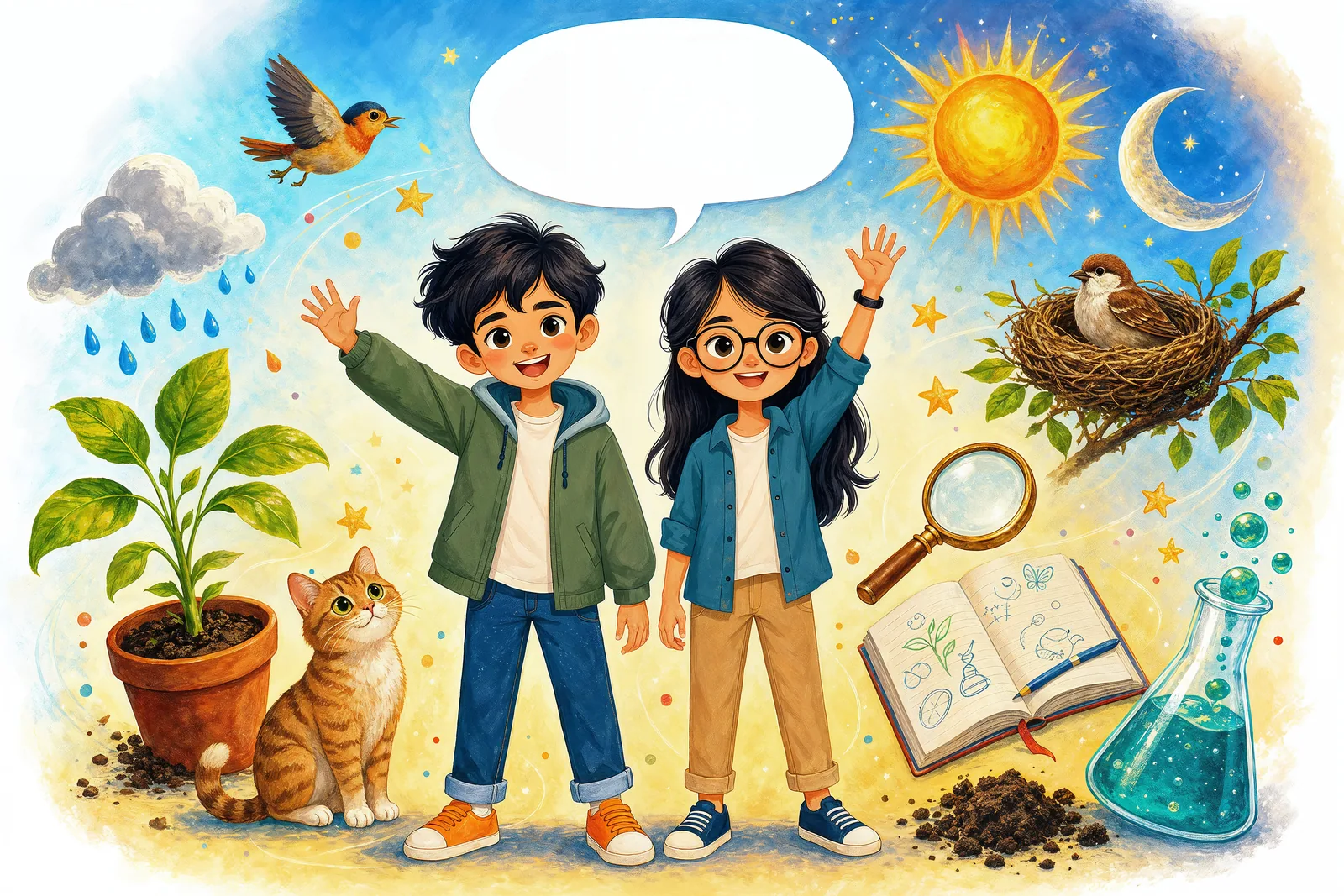 Chapter opener — two young scientists step into the wonders of science.