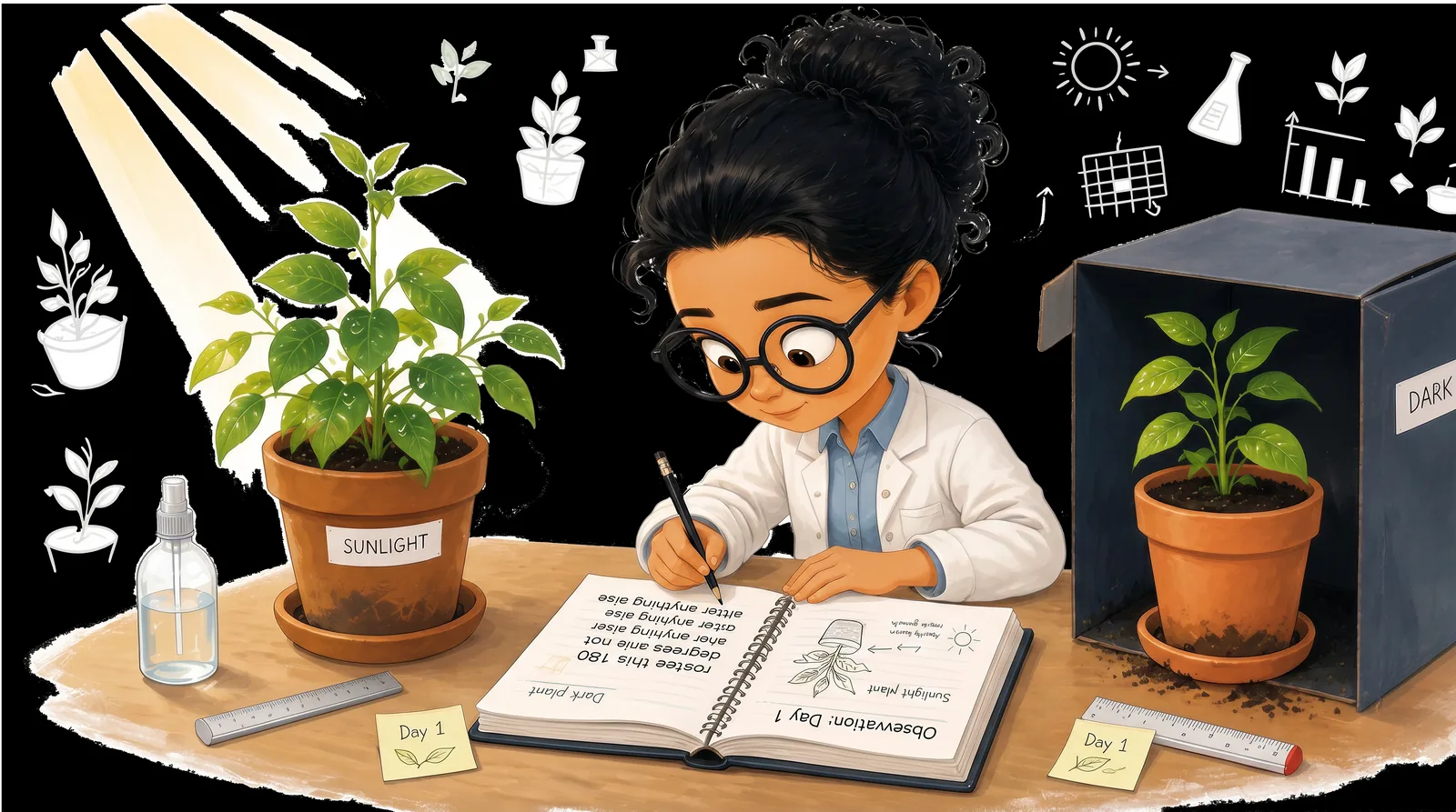 A simple experiment: does a plant grow towards the light?