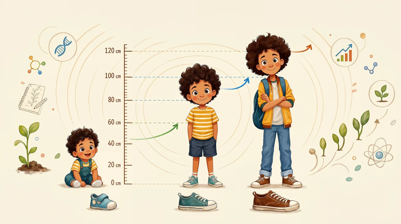 How the body grows from a baby into a young child.