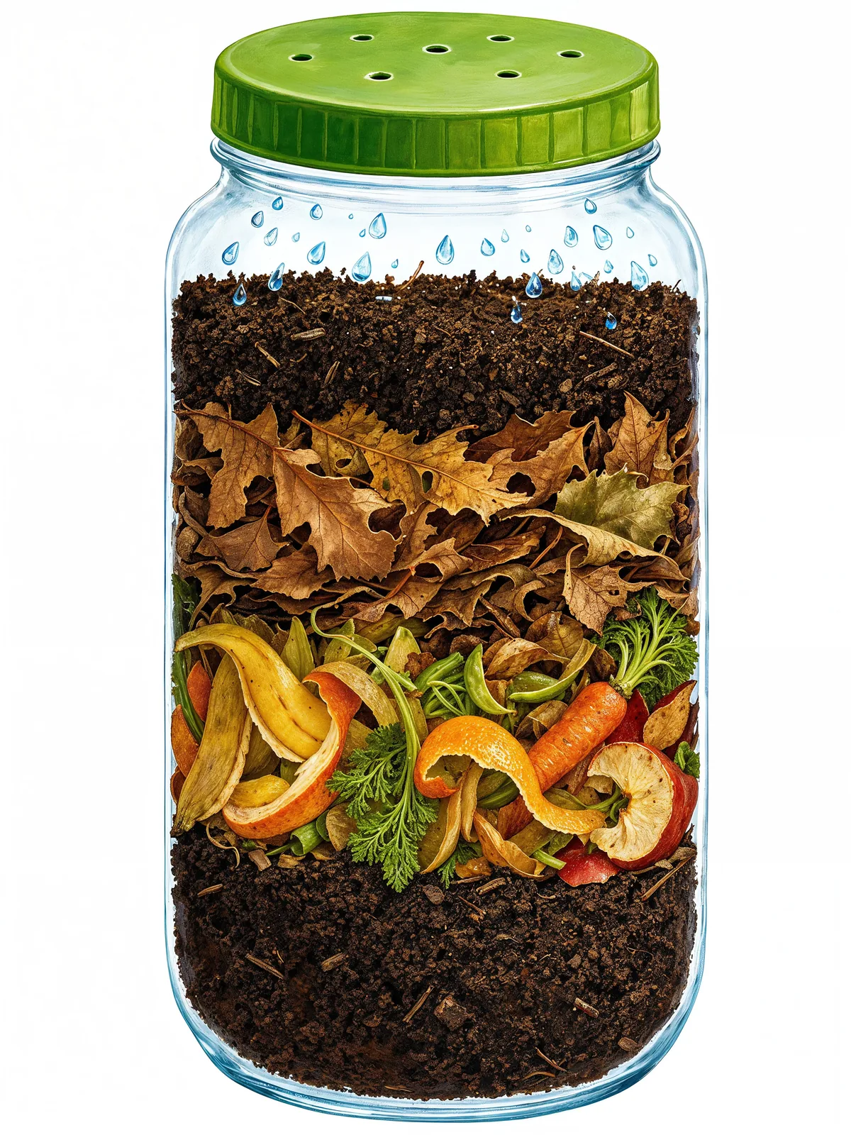 Making compost — turning waste into food for the soil.