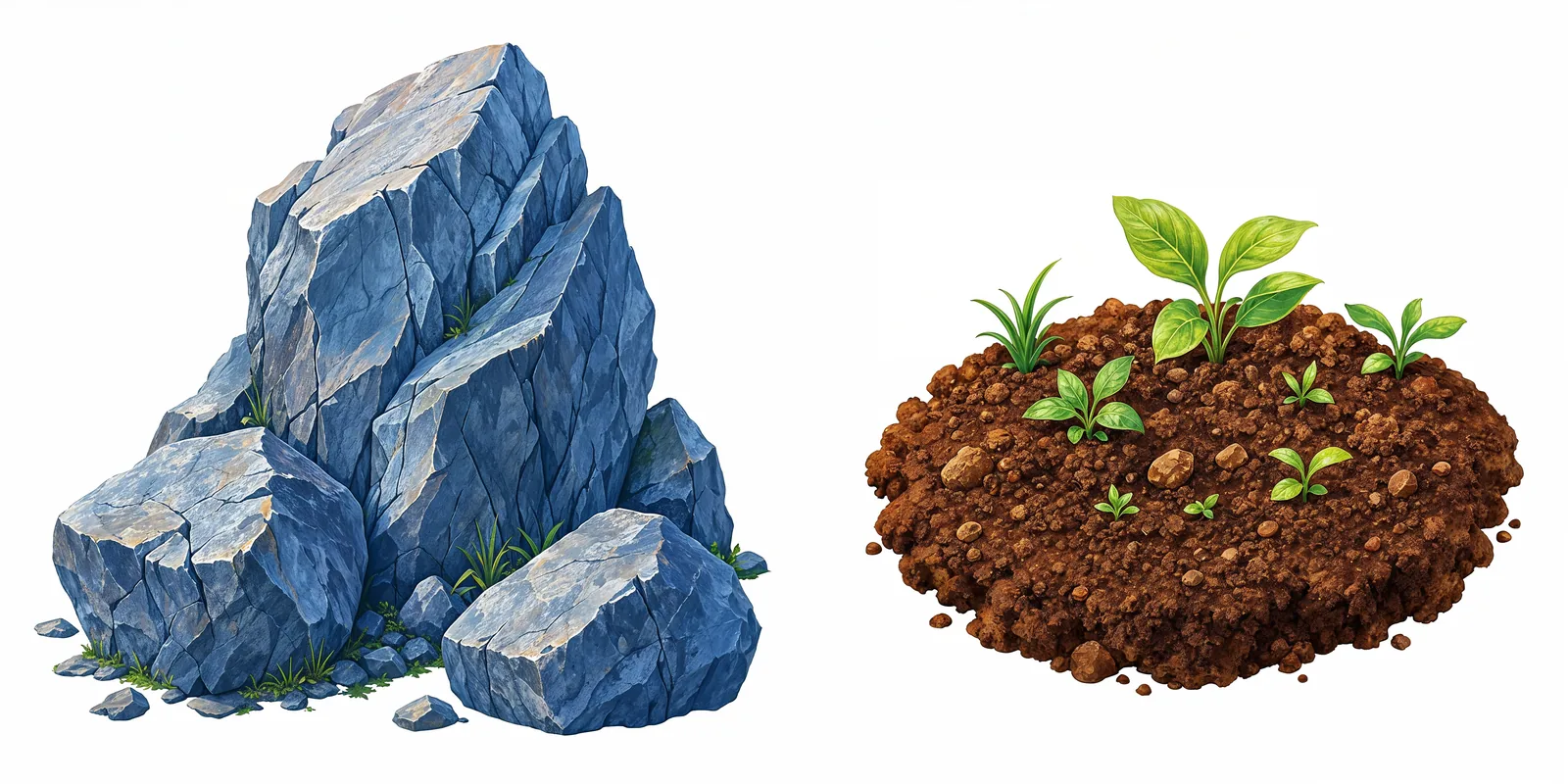 How hard rock slowly becomes rich soil.