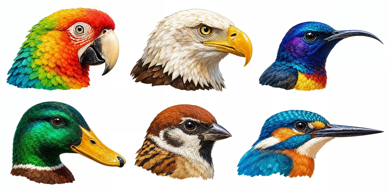Six beaks, six diets — form follows food.