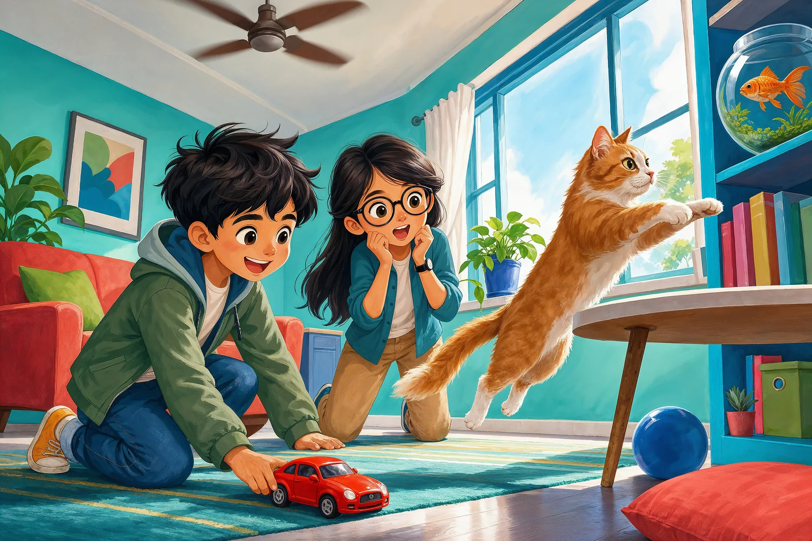 Children at play — spotting what is living and what is not.