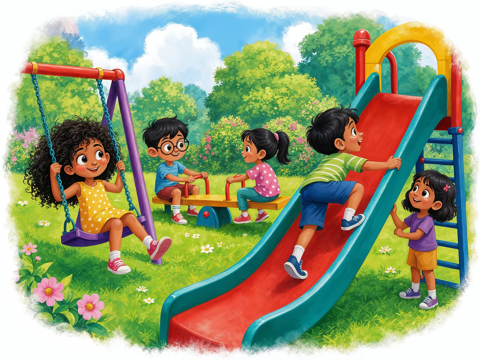 Playing safely together at the playground.