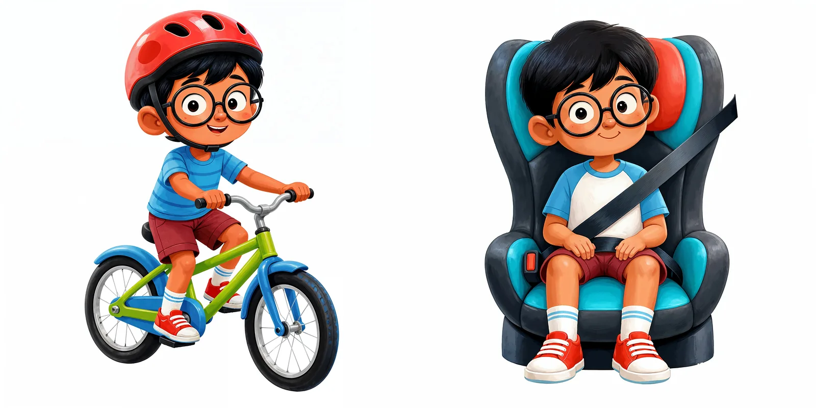 Helmets and seatbelts keep us safe on the move.