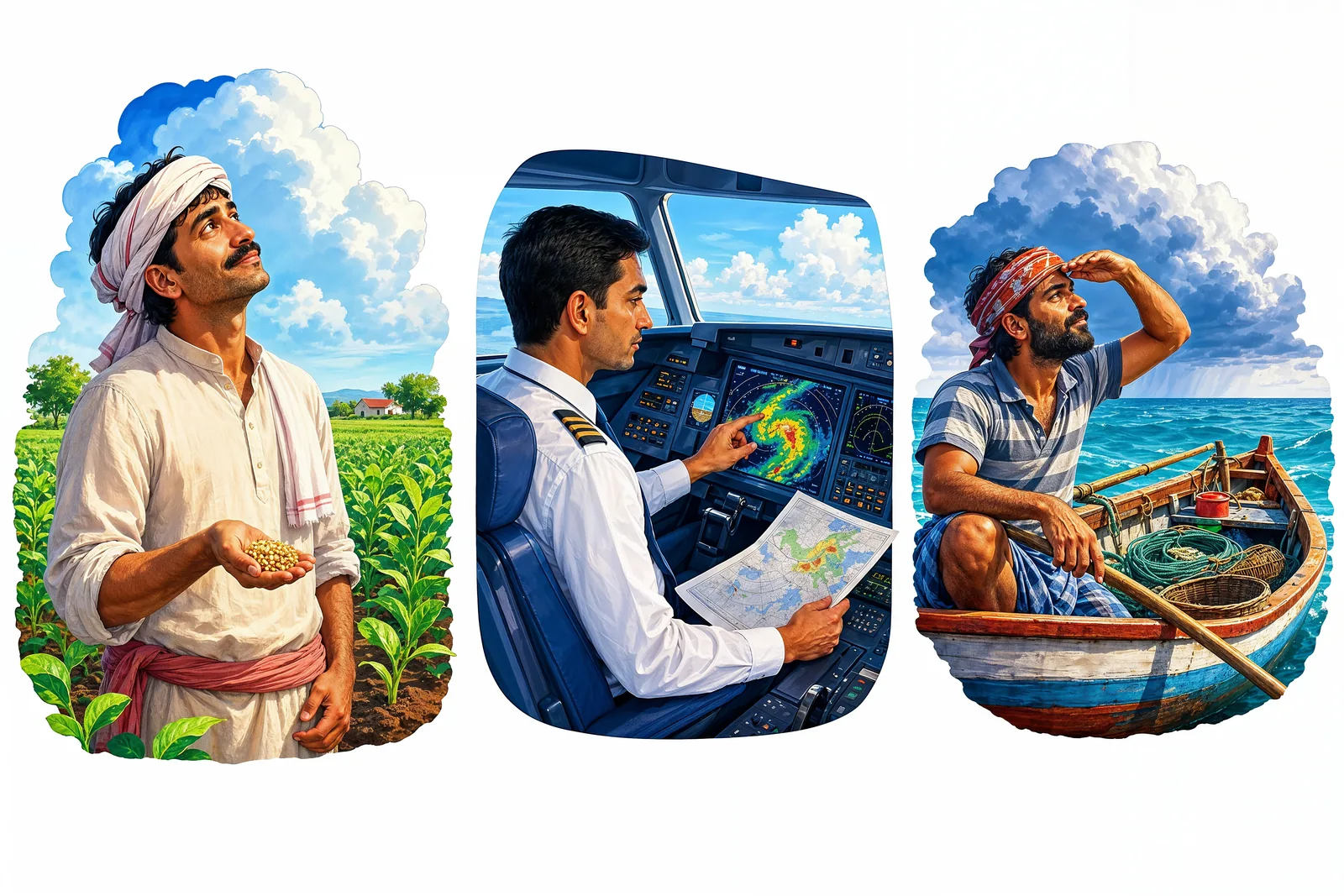 Weather matters at work — for farmers, pilots and fishermen.