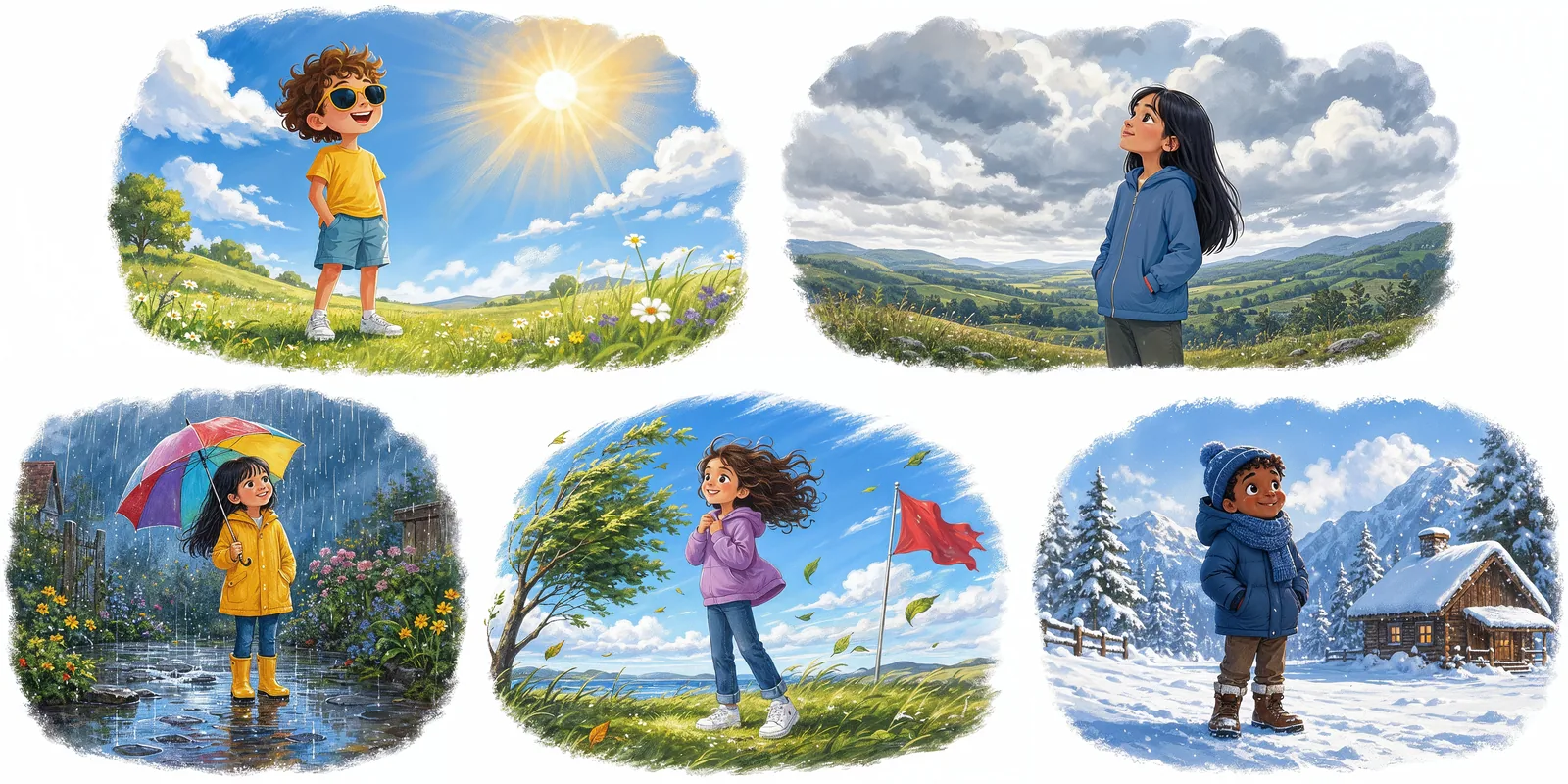 Different kinds of weather across the seasons.