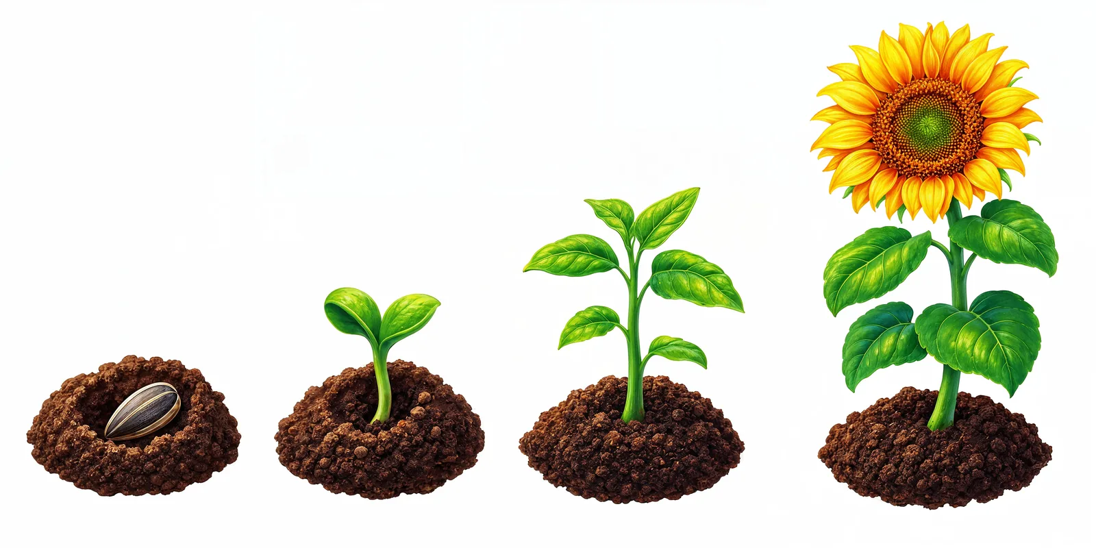 From seed to sunflower — the stages of plant growth.