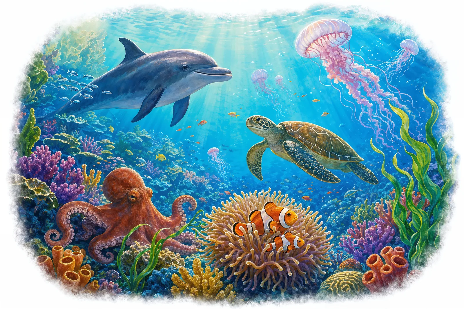 The colourful world of an ocean coral reef.