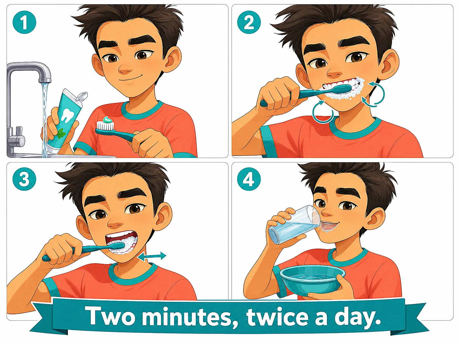 The right way to brush — keeping teeth clean and healthy every day.