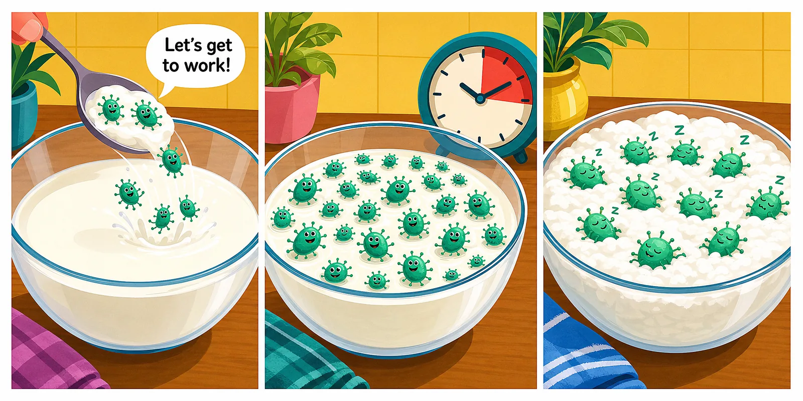 Curd as an everyday example of good bacteria at work.