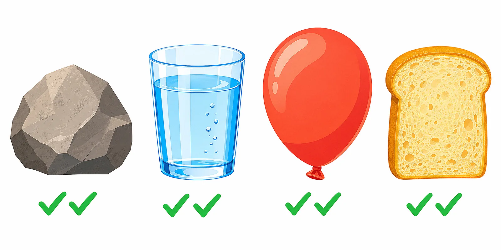 A simple test to check whether something is matter — does it take up space and have weight?