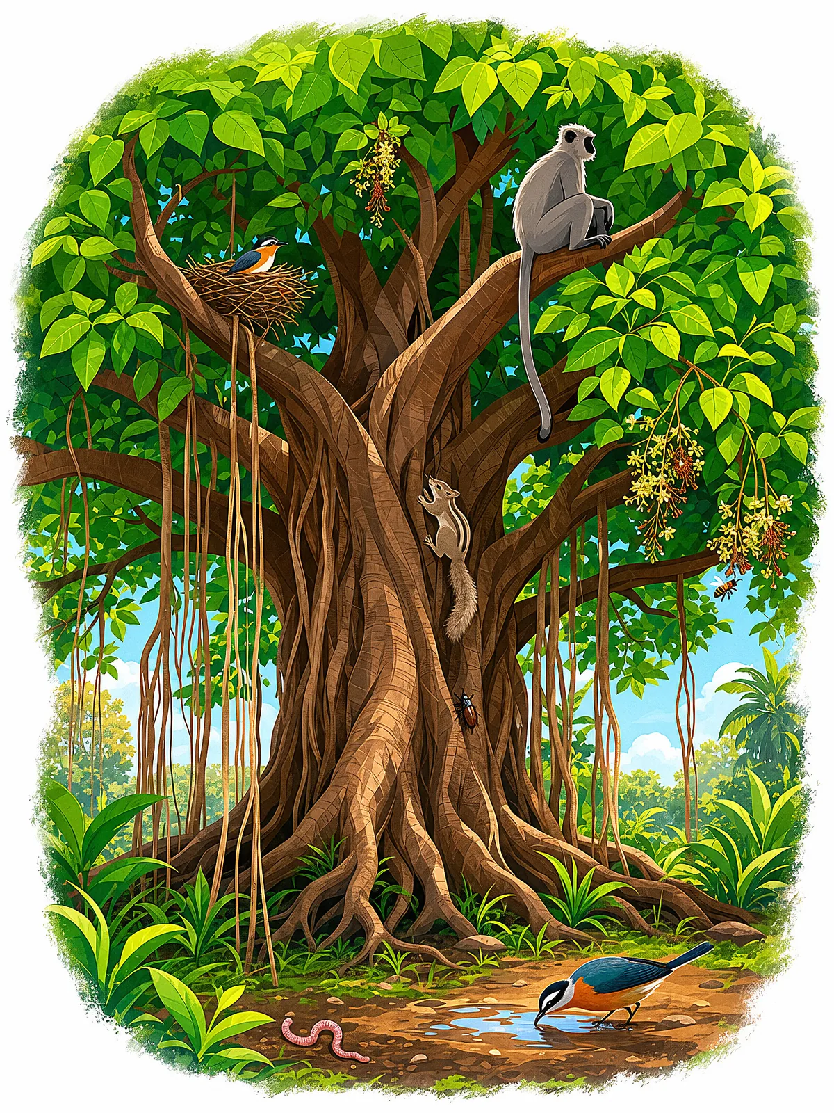 A grand banyan tree — a whole world of life supported by one plant.