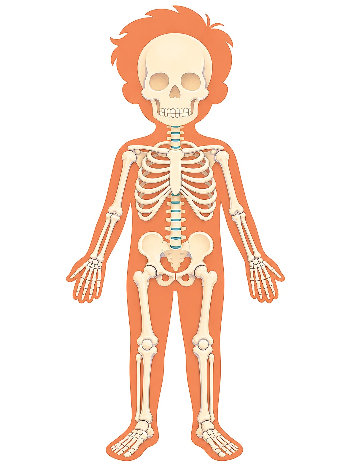 The skeleton inside the body's outline — support and shape.