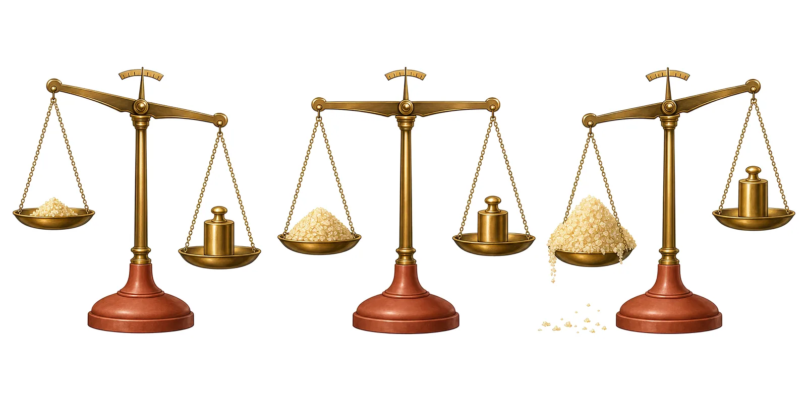 Three scales showing why the amount matters more than the label.