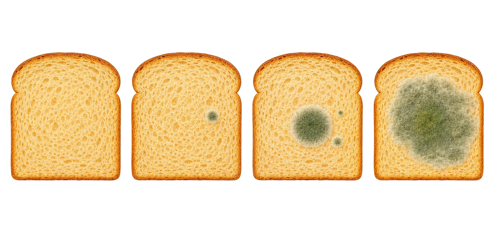Bread going mouldy over days — why food spoils, and what slows it down.