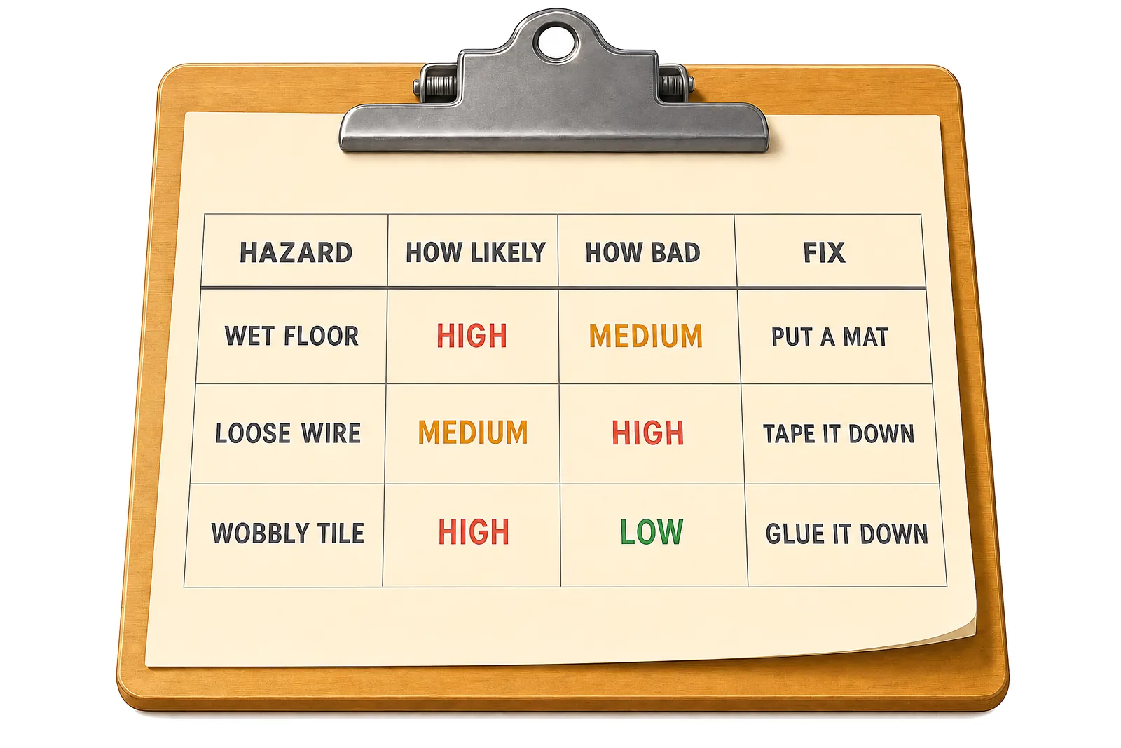 Keeping a hazard register — turning a walk-around into a written record.