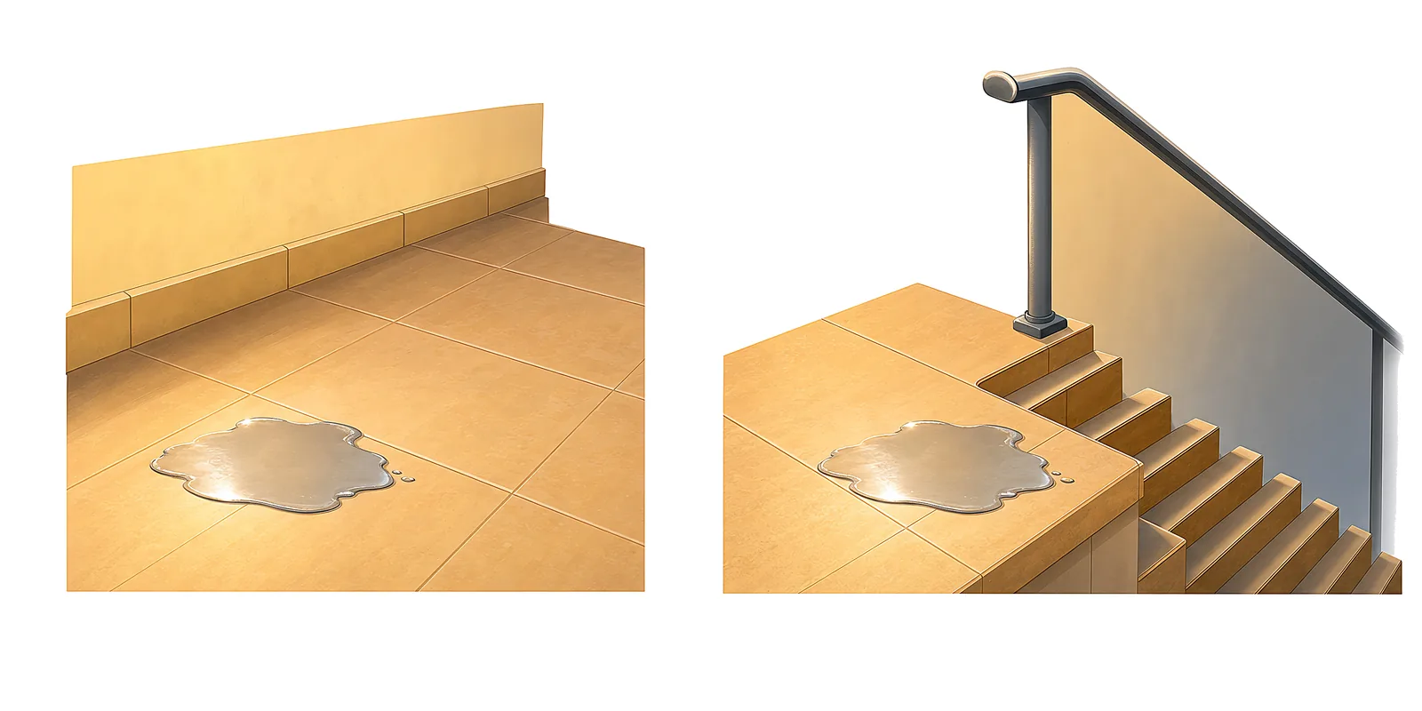 The same hazard in two places — the setting changes the risk.