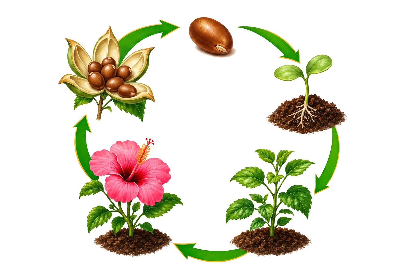 The whole life cycle drawn as a wheel that returns to its start.