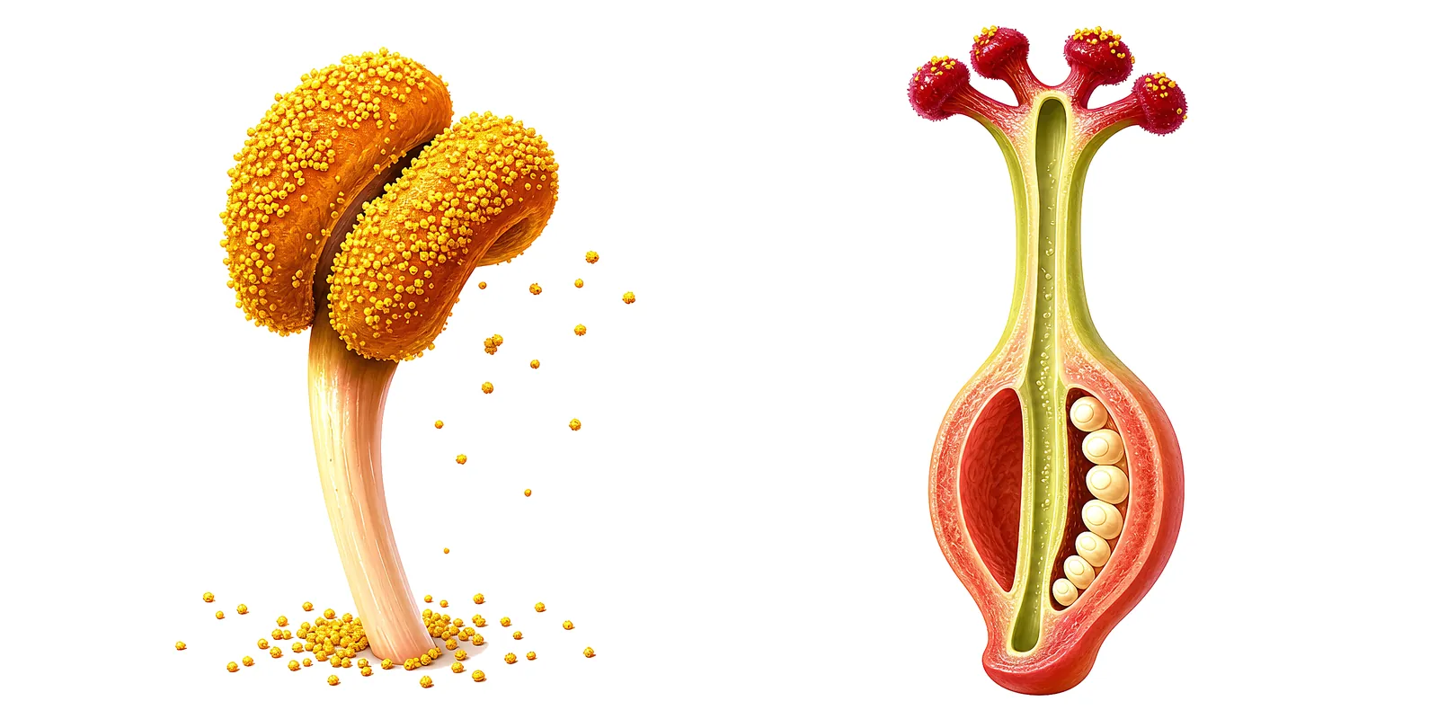 Stamen and pistil — the male and female parts of the flower.