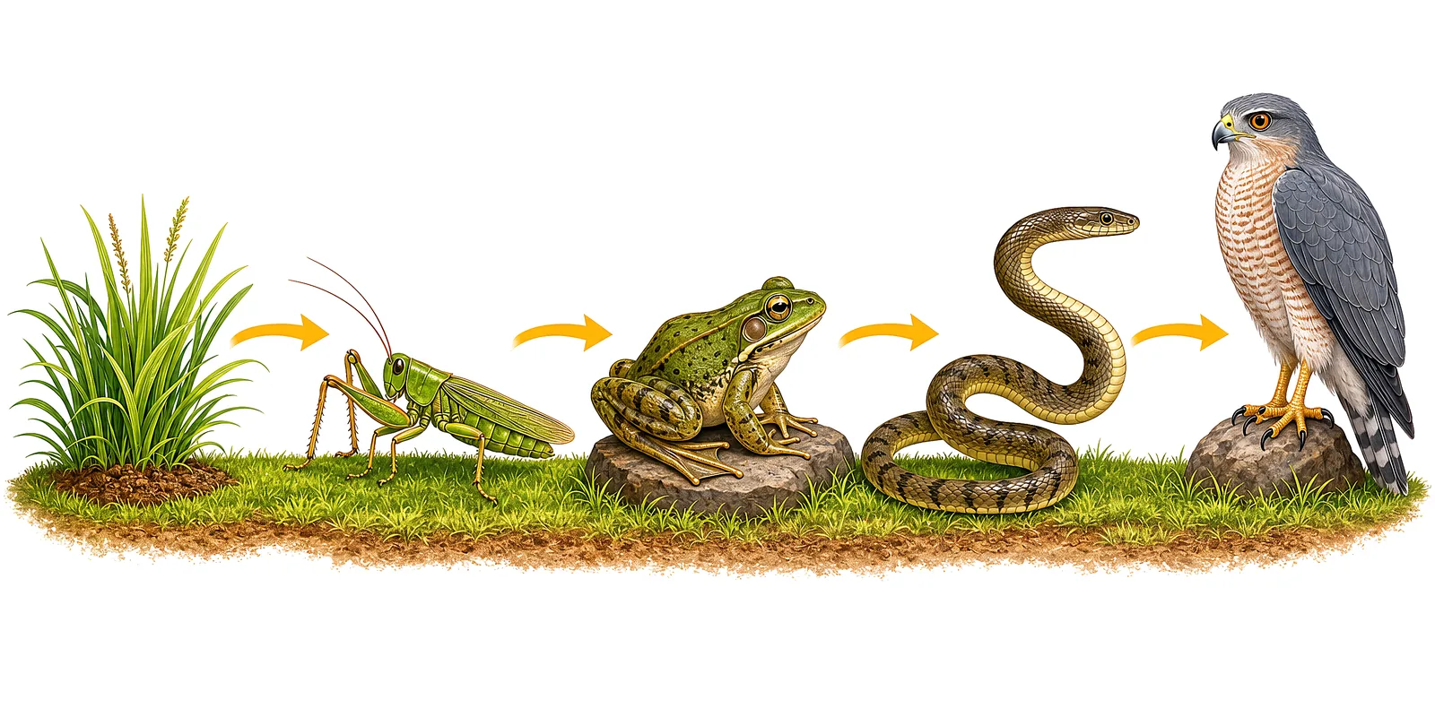 A food chain — energy passing from one living thing to the next.